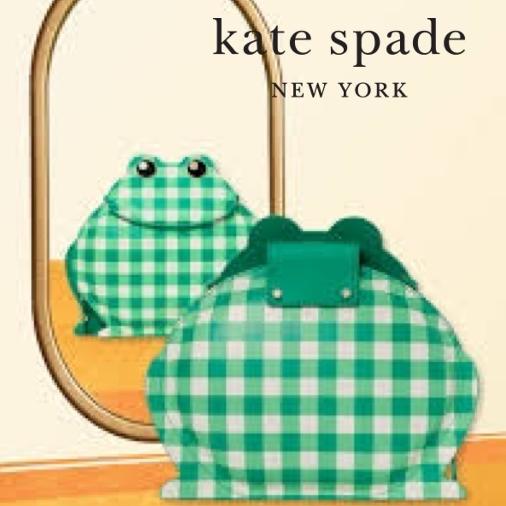 Kate Spade NY Green Gingham Hoppkins Frog Plaid Crossbody Bag NWT! - Picture 5 of 16